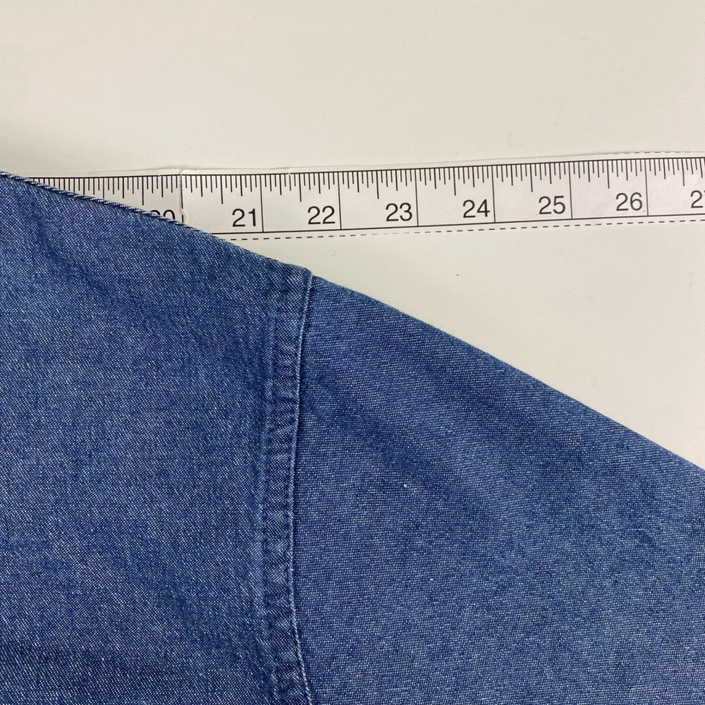 Wrangler Men's Size Tall 3XL Shirt Premium Denim Long Sleeve Comfort Flex Blue - Picture 6 of 9